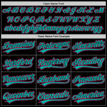 Load image into Gallery viewer, Custom Black Pink-Aqua Two-Button Unisex Softball Jersey