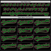 Load image into Gallery viewer, Custom Black Pink-Grass Green Two-Button Unisex Softball Jersey
