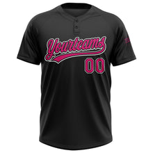 Загрузить изображение в средство просмотра галереи, Custom Black Hot Pink-White Two-Button Unisex Softball Jersey