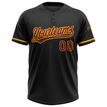Загрузить изображение в средство просмотра галереи, Custom Black Maroon-Gold Two-Button Unisex Softball Jersey