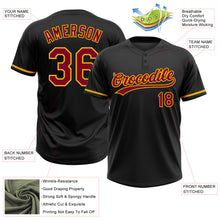 Загрузить изображение в средство просмотра галереи, Custom Black Maroon-Gold Two-Button Unisex Softball Jersey