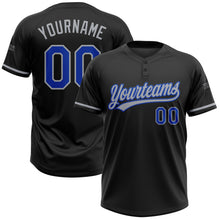 Загрузить изображение в средство просмотра галереи, Custom Black Thunder Blue-Gray Two-Button Unisex Softball Jersey