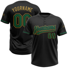 Загрузить изображение в средство просмотра галереи, Custom Black Kelly Green-Old Gold Two-Button Unisex Softball Jersey