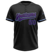 Загрузить изображение в средство просмотра галереи, Custom Black Purple-Light Blue Two-Button Unisex Softball Jersey