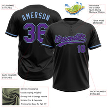 Загрузить изображение в средство просмотра галереи, Custom Black Purple-Light Blue Two-Button Unisex Softball Jersey