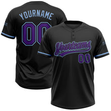 Загрузить изображение в средство просмотра галереи, Custom Black Purple-Light Blue Two-Button Unisex Softball Jersey