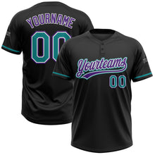 Загрузить изображение в средство просмотра галереи, Custom Black Teal-Purple Two-Button Unisex Softball Jersey