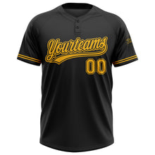Загрузить изображение в средство просмотра галереи, Custom Black Gold Two-Button Unisex Softball Jersey