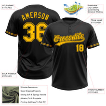 Загрузить изображение в средство просмотра галереи, Custom Black Gold Two-Button Unisex Softball Jersey
