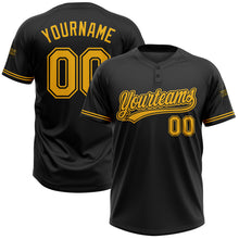 Загрузить изображение в средство просмотра галереи, Custom Black Gold Two-Button Unisex Softball Jersey