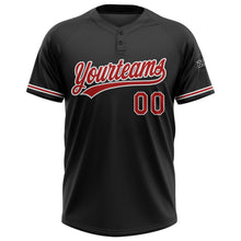 Загрузить изображение в средство просмотра галереи, Custom Black Red-White Two-Button Unisex Softball Jersey