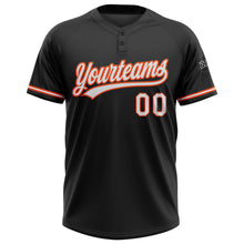 Laden Sie das Bild in den Galerie-Viewer, Custom Black White-Orange Two-Button Unisex Softball Jersey