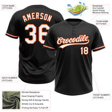 Laden Sie das Bild in den Galerie-Viewer, Custom Black White-Orange Two-Button Unisex Softball Jersey