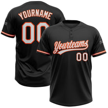 Laden Sie das Bild in den Galerie-Viewer, Custom Black White-Orange Two-Button Unisex Softball Jersey