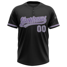 Laden Sie das Bild in den Galerie-Viewer, Custom Black Gray-Purple Two-Button Unisex Softball Jersey