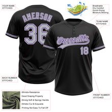 Laden Sie das Bild in den Galerie-Viewer, Custom Black Gray-Purple Two-Button Unisex Softball Jersey