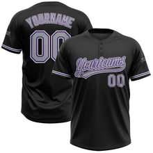 Laden Sie das Bild in den Galerie-Viewer, Custom Black Gray-Purple Two-Button Unisex Softball Jersey