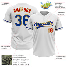 Load image into Gallery viewer, Custom White Royal Red-Old Gold Two-Button Unisex Softball Jersey