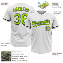 Load image into Gallery viewer, Custom White Neon Green-Black Two-Button Unisex Softball Jersey