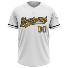 Загрузить изображение в средство просмотра галереи, Custom White Old Gold-Black Two-Button Unisex Softball Jersey