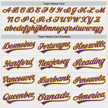 Load image into Gallery viewer, Custom White Purple-Gold Two-Button Unisex Softball Jersey