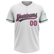 Загрузить изображение в средство просмотра галереи, Custom White Pink-Kelly Green Two-Button Unisex Softball Jersey