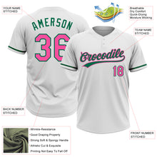 Загрузить изображение в средство просмотра галереи, Custom White Pink-Kelly Green Two-Button Unisex Softball Jersey