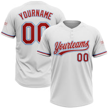 Загрузить изображение в средство просмотра галереи, Custom White Red-Light Blue Two-Button Unisex Softball Jersey