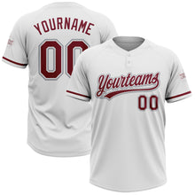 Загрузить изображение в средство просмотра галереи, Custom White Crimson-Gray Two-Button Unisex Softball Jersey