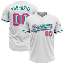 Загрузить изображение в средство просмотра галереи, Custom White Pink-Teal Two-Button Unisex Softball Jersey