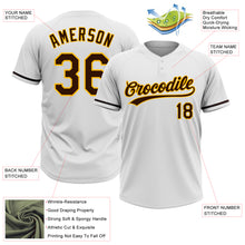 Загрузить изображение в средство просмотра галереи, Custom White Brown-Gold Two-Button Unisex Softball Jersey
