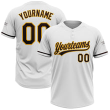 Загрузить изображение в средство просмотра галереи, Custom White Brown-Gold Two-Button Unisex Softball Jersey
