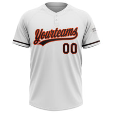 Загрузить изображение в средство просмотра галереи, Custom White Brown-Orange Two-Button Unisex Softball Jersey
