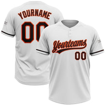 Загрузить изображение в средство просмотра галереи, Custom White Brown-Orange Two-Button Unisex Softball Jersey