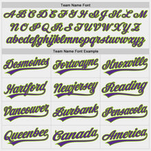 Load image into Gallery viewer, Custom White Purple-Neon Green Two-Button Unisex Softball Jersey