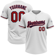 Загрузить изображение в средство просмотра галереи, Custom White Red-Navy Two-Button Unisex Softball Jersey
