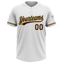 Загрузить изображение в средство просмотра галереи, Custom White Navy-Gold Two-Button Unisex Softball Jersey