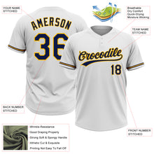Загрузить изображение в средство просмотра галереи, Custom White Navy-Gold Two-Button Unisex Softball Jersey