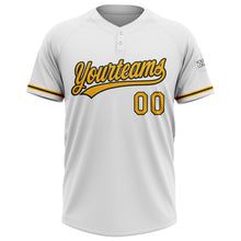 Загрузить изображение в средство просмотра галереи, Custom White Gold-Black Two-Button Unisex Softball Jersey