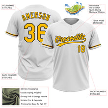 Загрузить изображение в средство просмотра галереи, Custom White Gold-Black Two-Button Unisex Softball Jersey