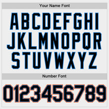 Load image into Gallery viewer, Custom White Black Electric Blue-Orange Two-Button Unisex Softball Jersey