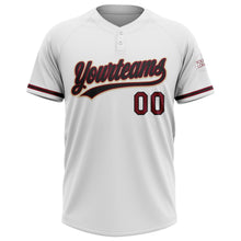 Загрузить изображение в средство просмотра галереи, Custom White Black Crimson-Cream Two-Button Unisex Softball Jersey