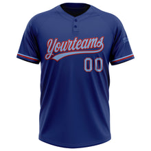 Load image into Gallery viewer, Custom Royal Light Blue-Red Two-Button Unisex Softball Jersey