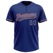 Load image into Gallery viewer, Custom Royal Powder Blue-Orange Two-Button Unisex Softball Jersey