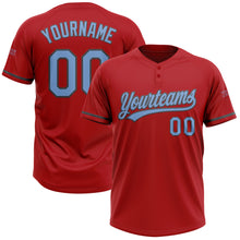 Charger l'image dans la galerie, Custom Red Light Blue-Steel Gray Two-Button Unisex Softball Jersey