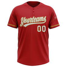 Charger l'image dans la galerie, Custom Red White-Old Gold Two-Button Unisex Softball Jersey
