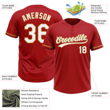 Charger l'image dans la galerie, Custom Red White-Old Gold Two-Button Unisex Softball Jersey
