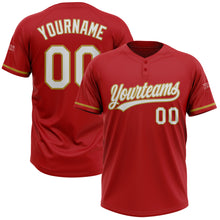 Charger l'image dans la galerie, Custom Red White-Old Gold Two-Button Unisex Softball Jersey