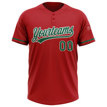 Charger l'image dans la galerie, Custom Red Kelly Green-White Two-Button Unisex Softball Jersey