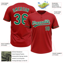 Charger l'image dans la galerie, Custom Red Kelly Green-White Two-Button Unisex Softball Jersey